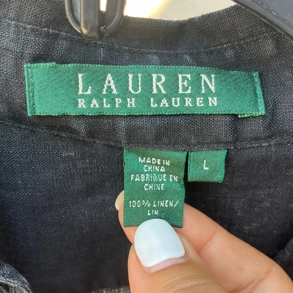 Ralph Lauren Black Linen Blouse - Picture 2 of 6